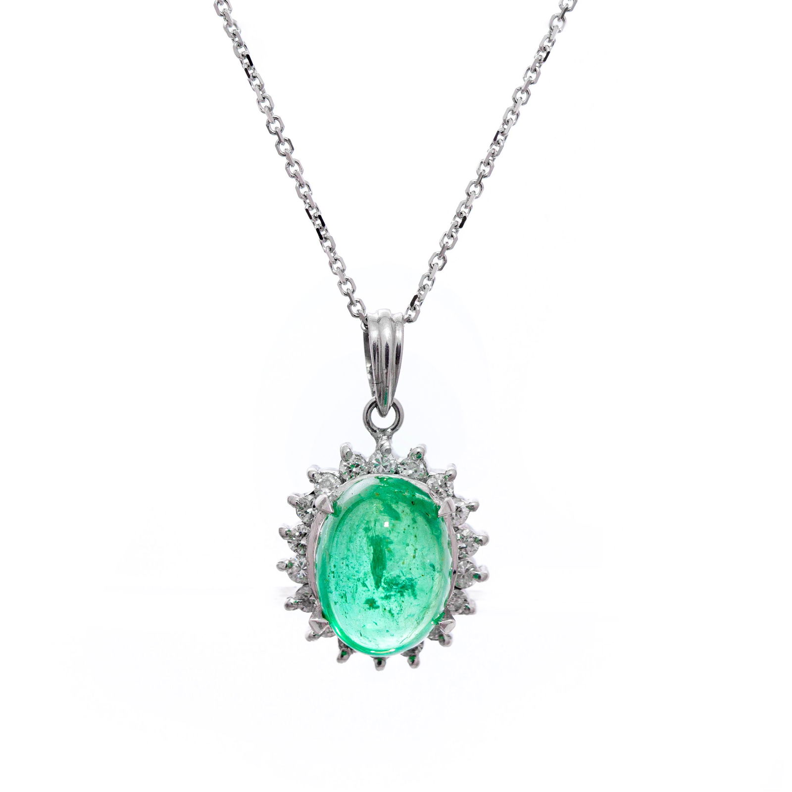 Platinum - 2.47tcw - Emerald & Diamond Pendant (1 of 6)
