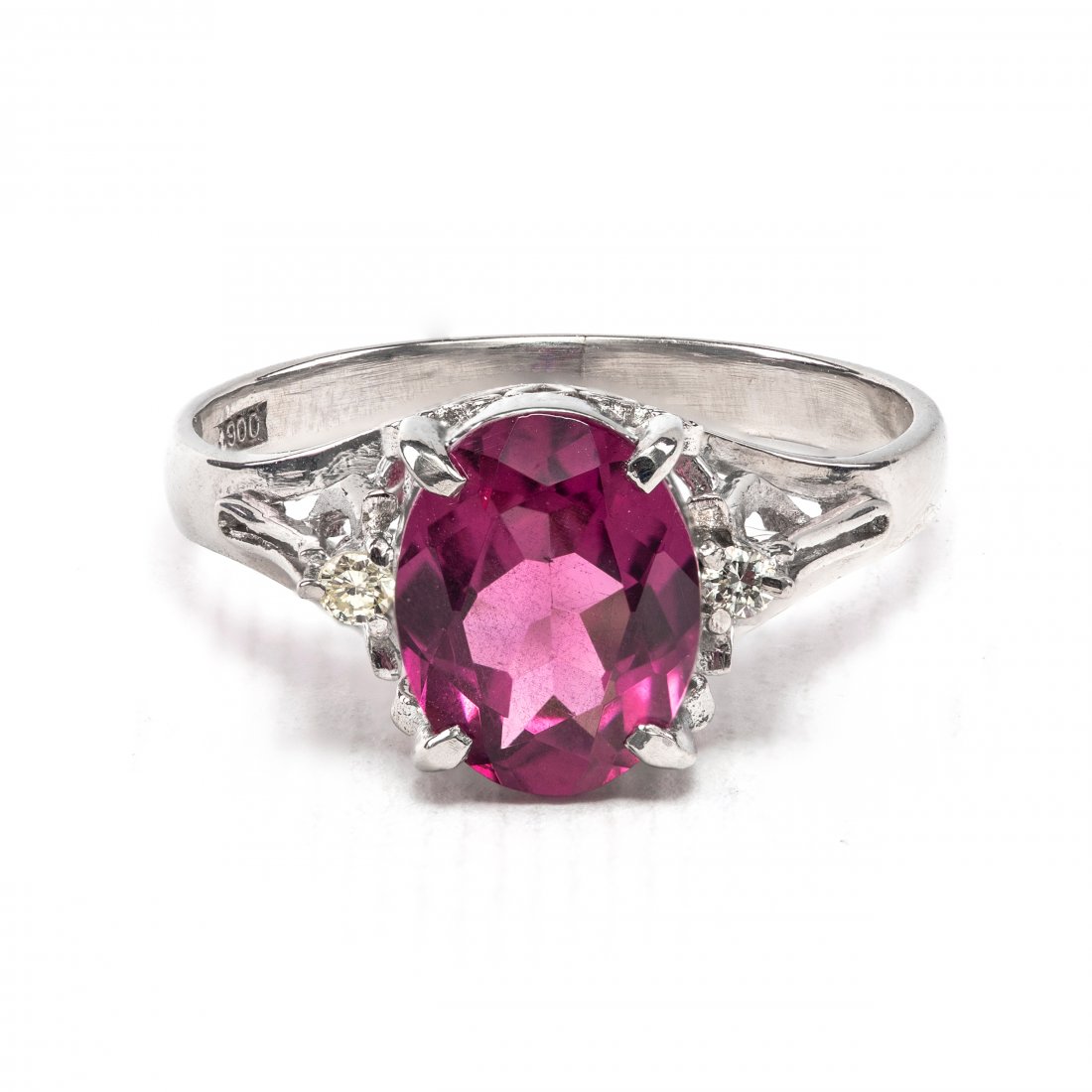 Platinum 900 - 1.54tcw - Garnet & Diamond Ring (1 of 6)