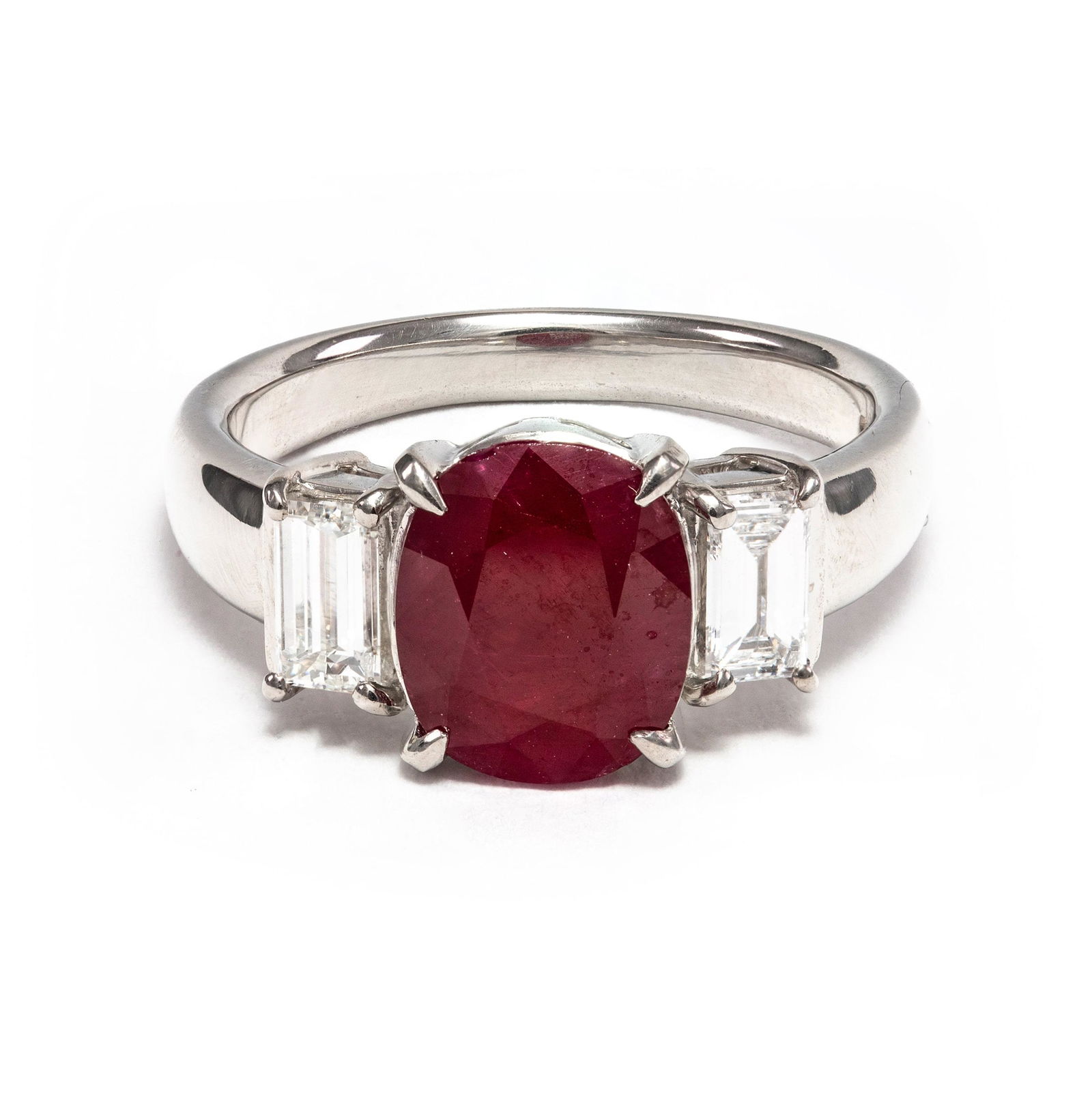Platinum 900 - 3.69tcw - Ruby & Diamond Ring (1 of 6)
