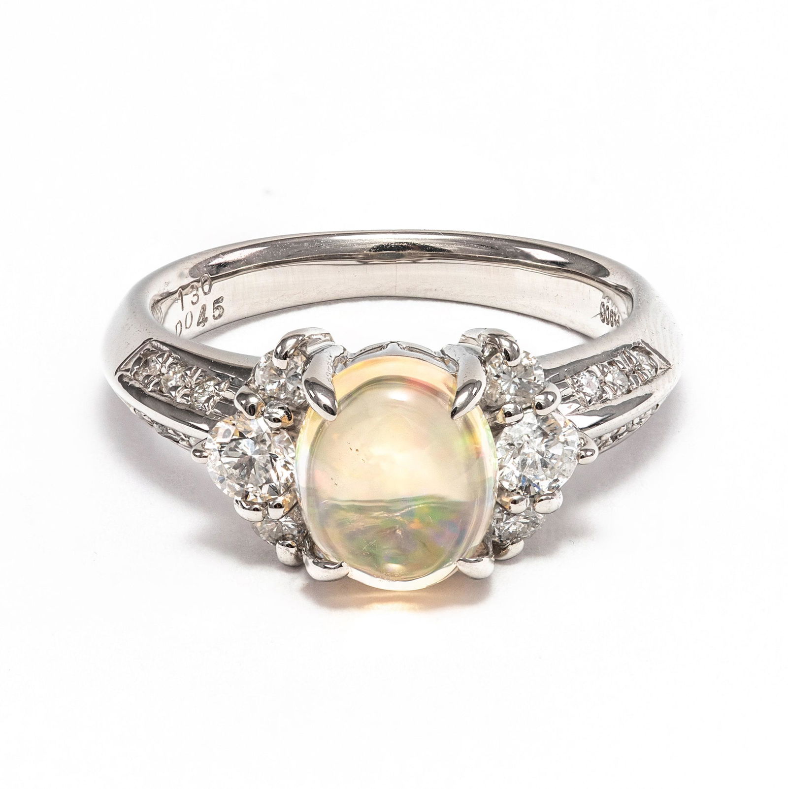 Platinum 900 - 1.70tcw - Fire Opal & Diamond Ring (1 of 6)