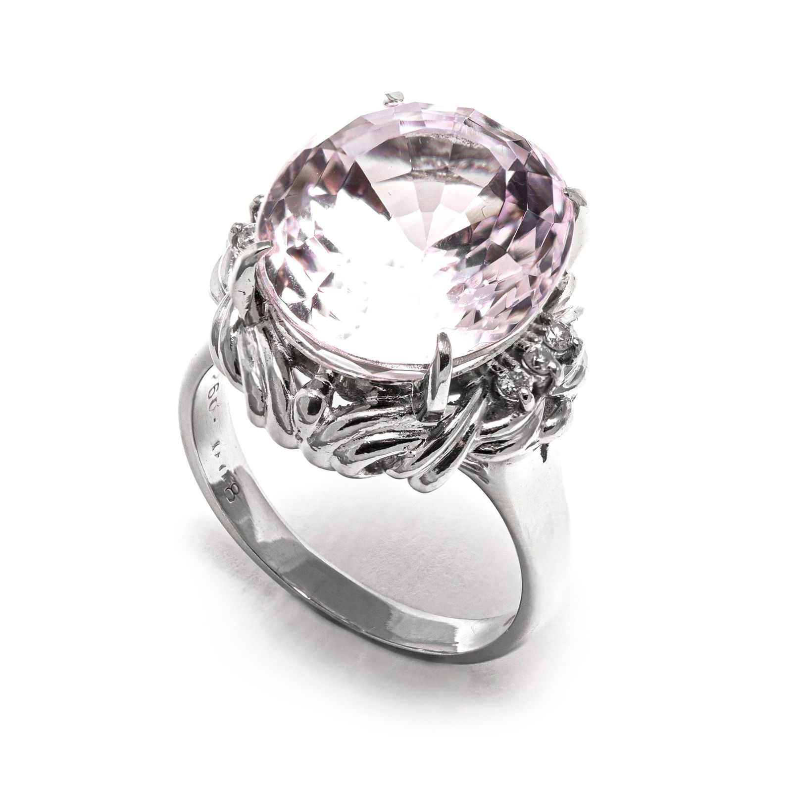 Platinum 900 - 12.68tcw - Kunzite & Diamond Ring (1 of 6)