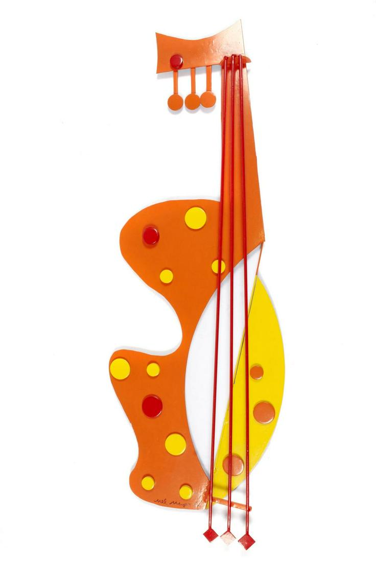 BROTHER MEL MEYER (AMERICAN, 1928-2013): BROTHER MEL MEYER (AMERICAN, 1928-2013) Enameled metal, signed. Brightly colored guitar form. 40" height