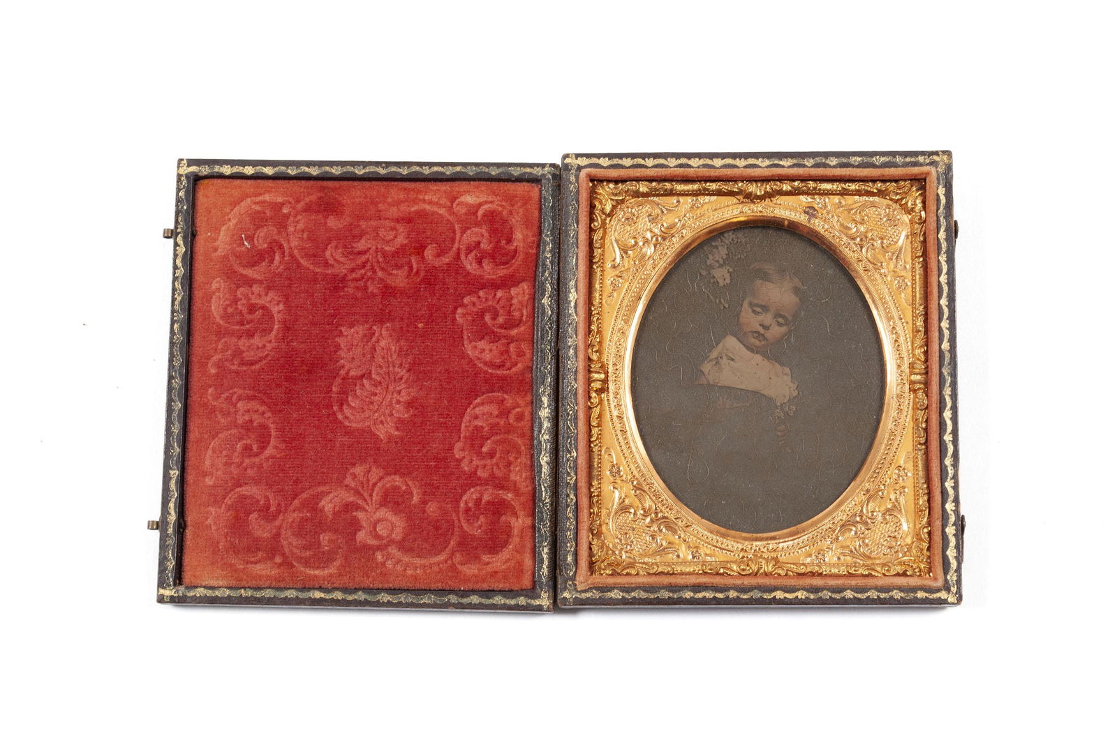 AMERICAN VICTORIAN 6TH PLATE CHILD DEATH DAGUERREOTYPE (1 of 4)