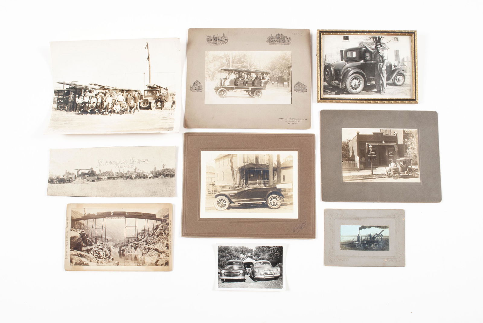 NINE PHOTOS OF TRAINS, VEHICLES, AND AUTOMOBILES (1 of 4)