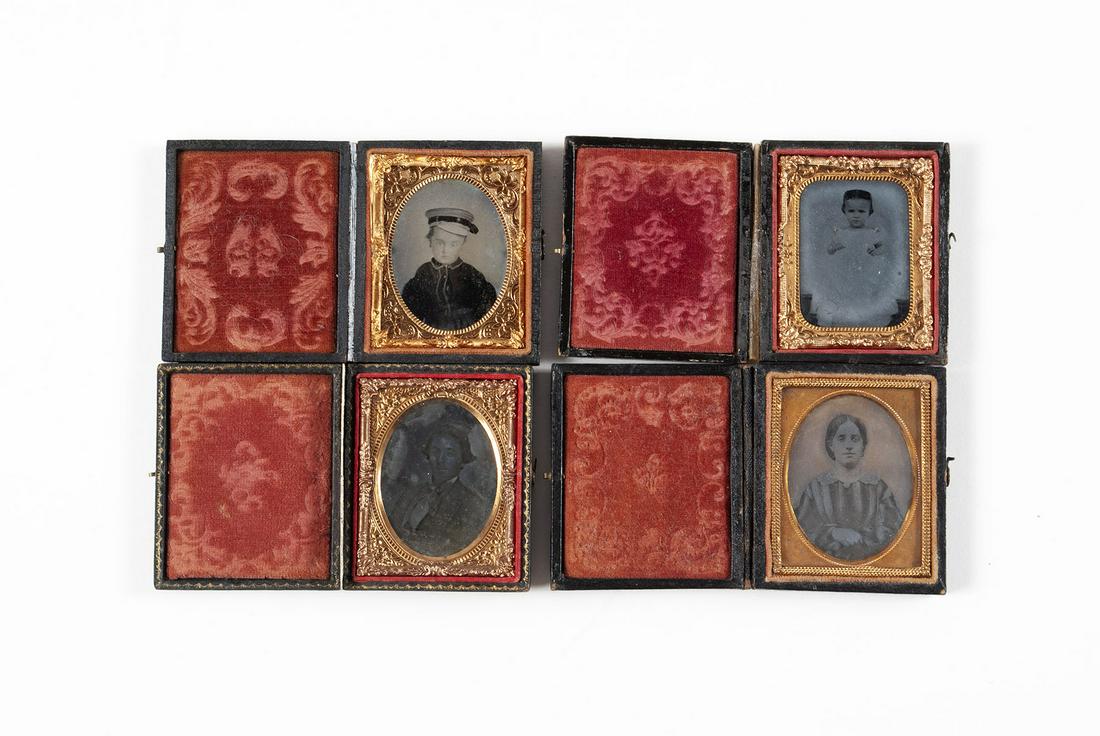 FOUR NINTH PLATE AMBROTYPE PHOTOGRAPHS IN LEATHER CASES (1 of 6)