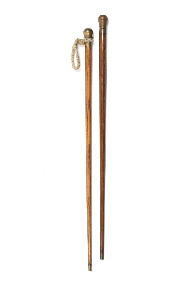 PAIR OF BRASS HANDLED CANES (1 of 4)
