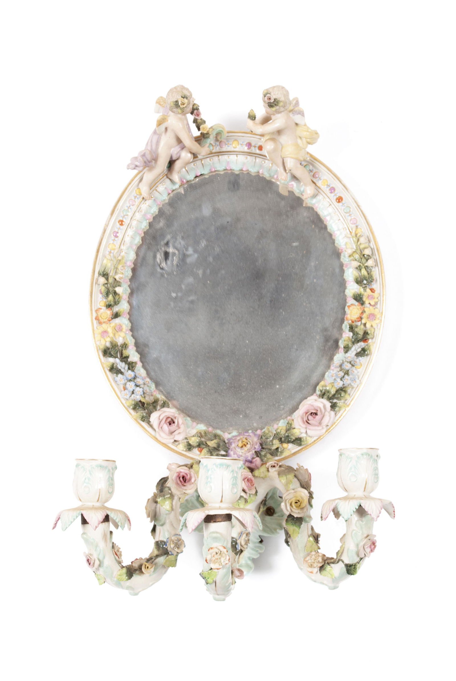 DRESDEN PORCELAIN MIRRORED CANDELABRA (1 of 1)