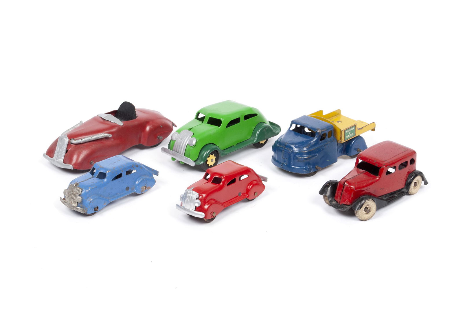 SIX ASSORTED PRESSED STEEL TOY CARS (1 of 5)
