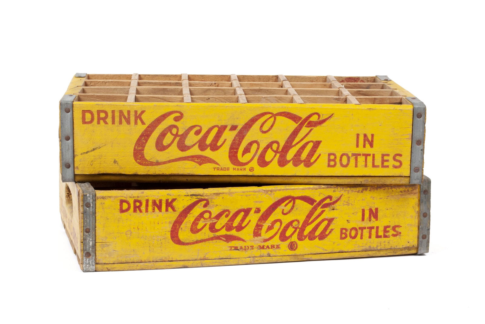TWO WOODEN COCA-COLA CASE TRAYS (1 of 4)