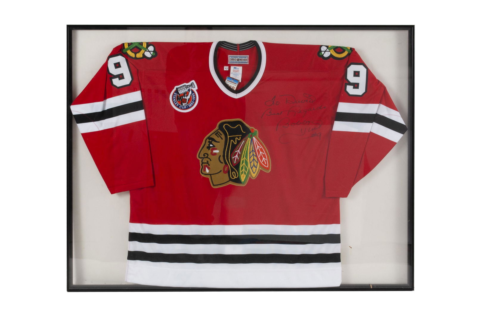 BOBBY HULL AUTOGRAPHED CHICAGO BLACKHAWKS #9 JERSEY (1 of 5)