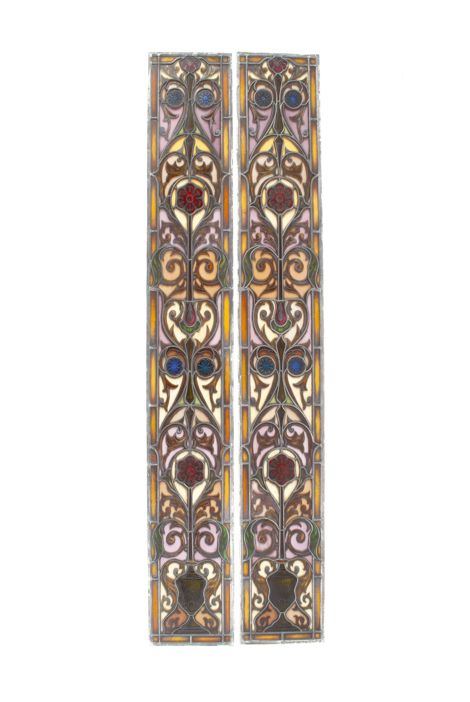PAIR OF NARROW STAINED GLASS WINDOWS (1 of 5)