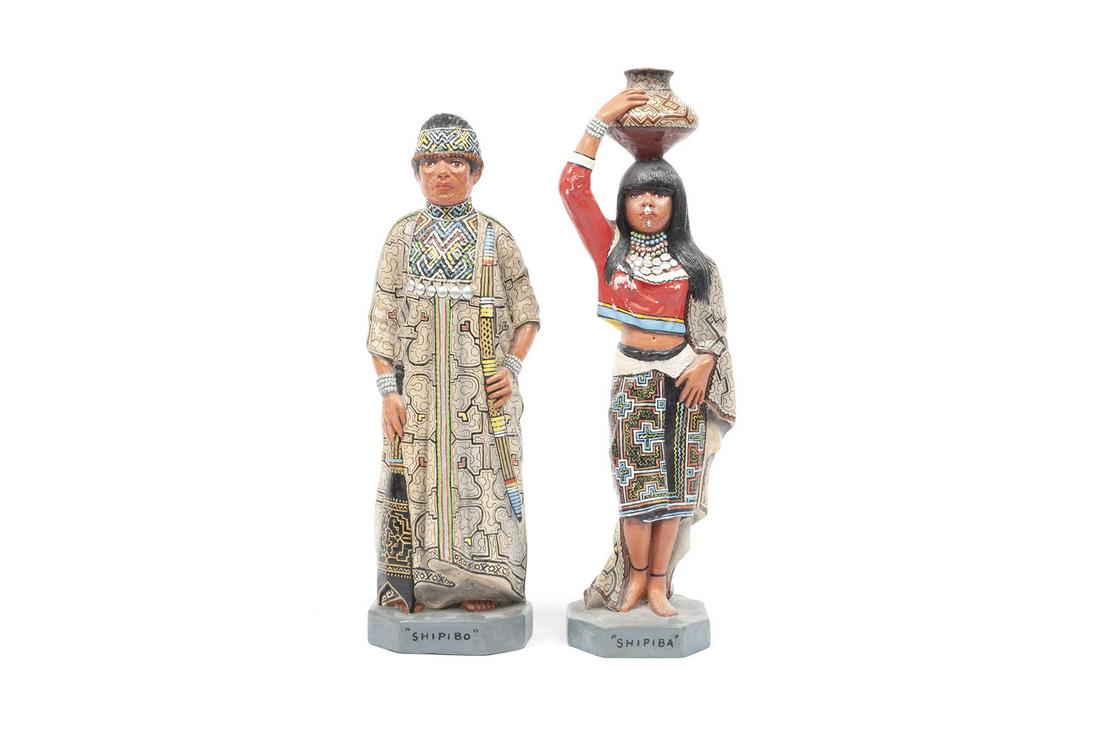 PAIR OF PERUVIAN CERAMIC FIGURINES (1 of 8)