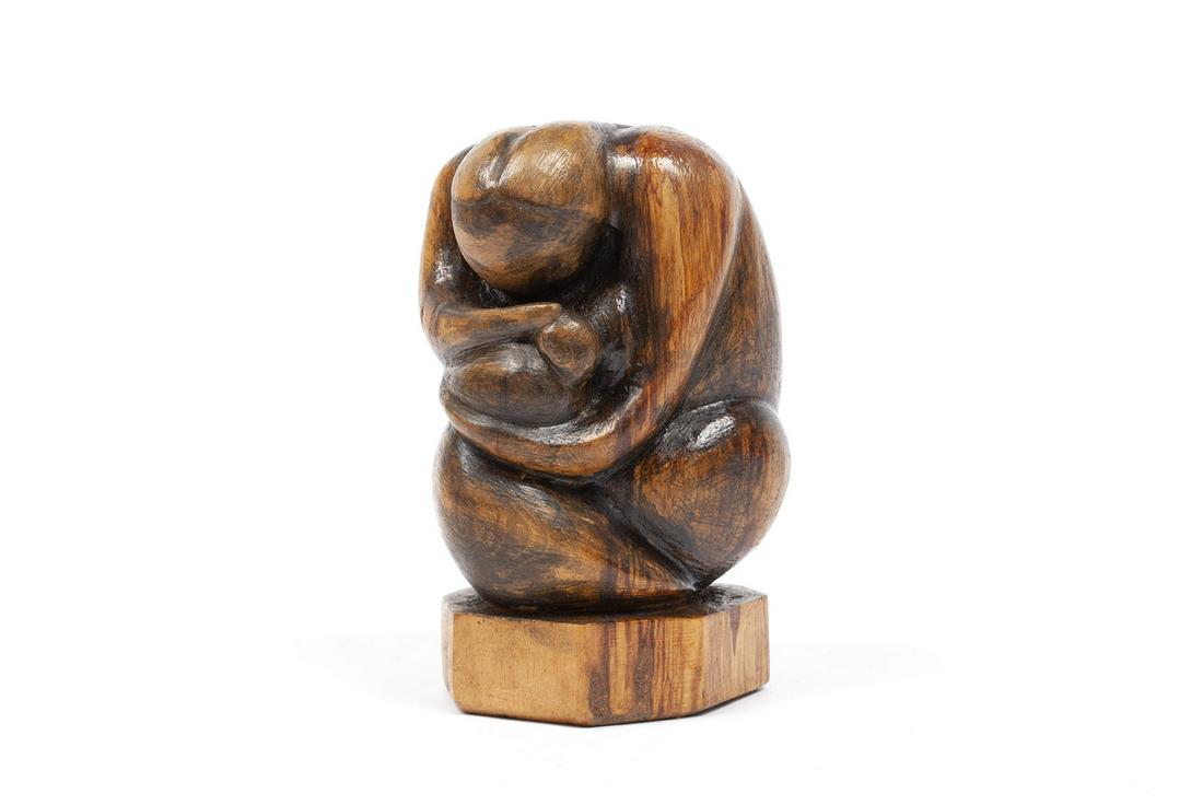 PERUVIAN CARVED WOOD FIGURE BY AQUINO (1 of 7)