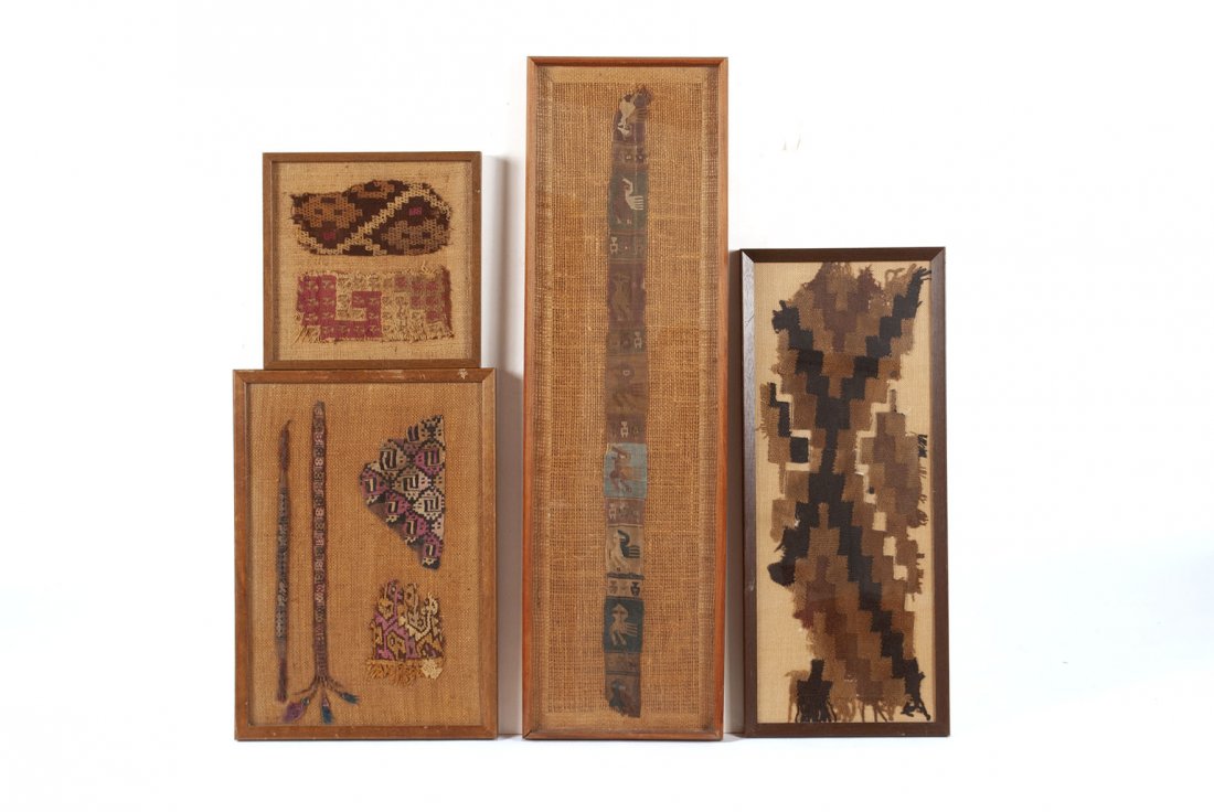 EIGHT PERUVIAN TEXTILE FRAGMENTS (1 of 5)
