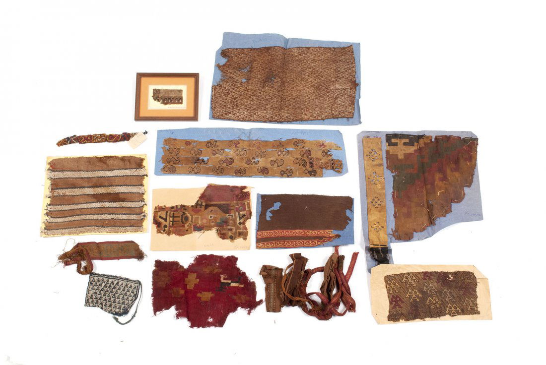 COLLECTION OF THIRTEEN PERUVIAN TEXTILE FRAGMENTS (1 of 4)
