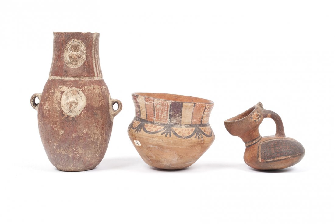 THREE PERUVIAN POTTERY VESSELS (1 of 4)