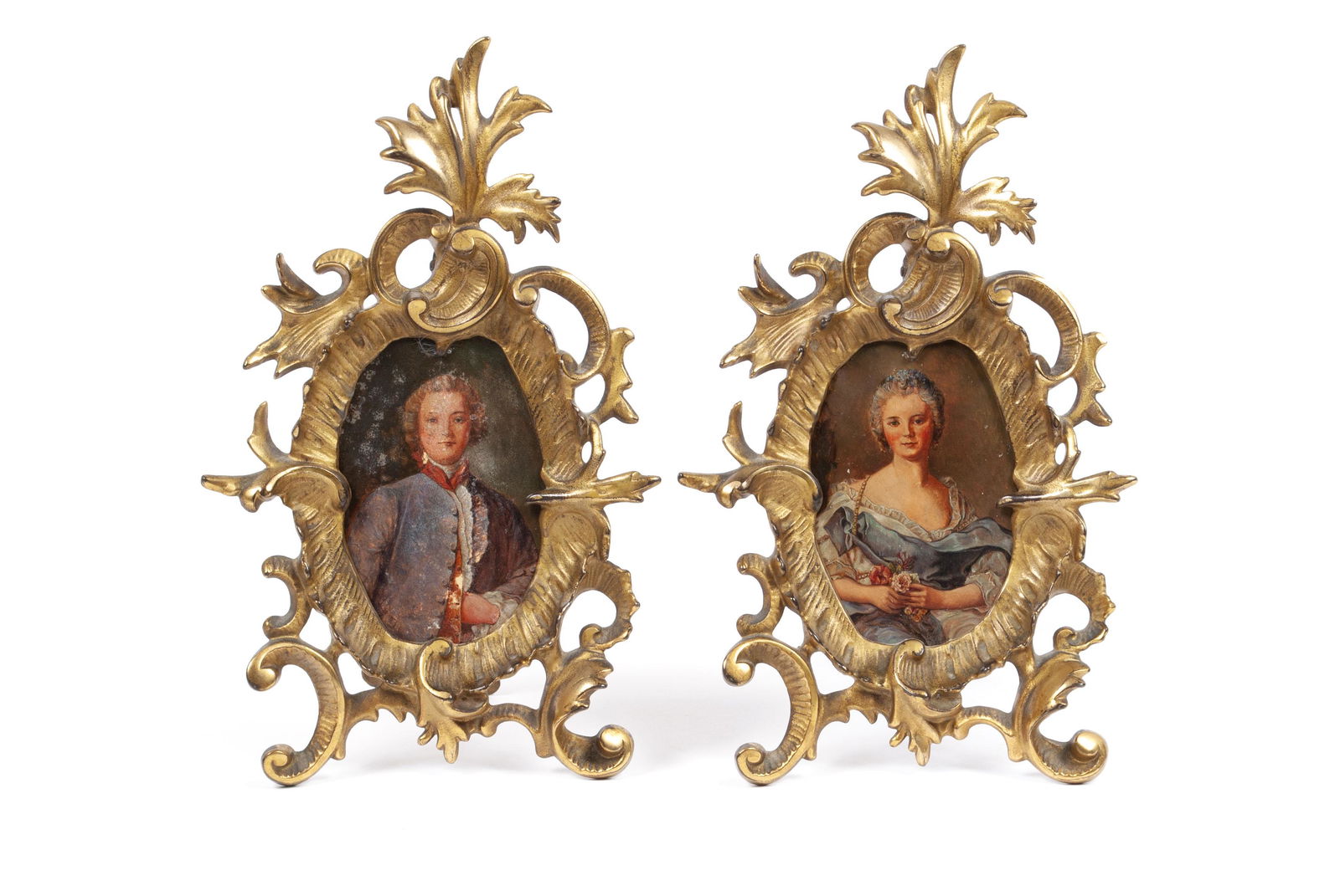 PAIR OF ROCOCO STYLE BOUDOIR PICTURE FRAMES WITH (1 of 4)