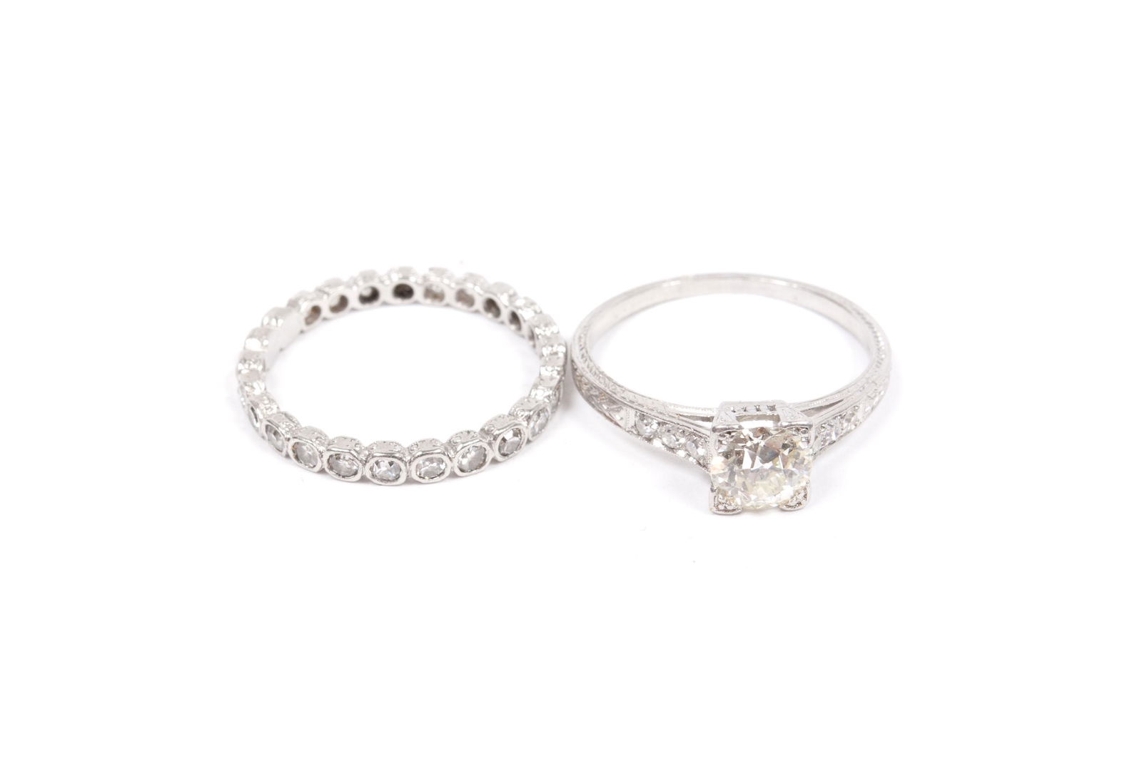 ART DECO PLATINUM AND DIAMOND WEDDING RING SET (1 of 8)