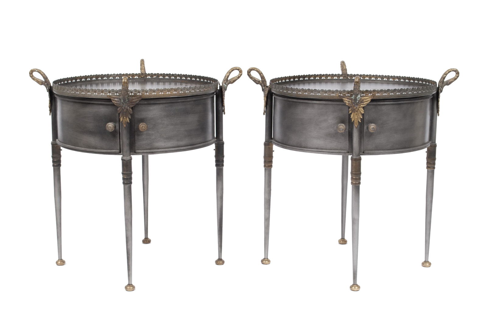 PAIR OF TROUVAILLES METAL DRUM TABLES (1 of 6)