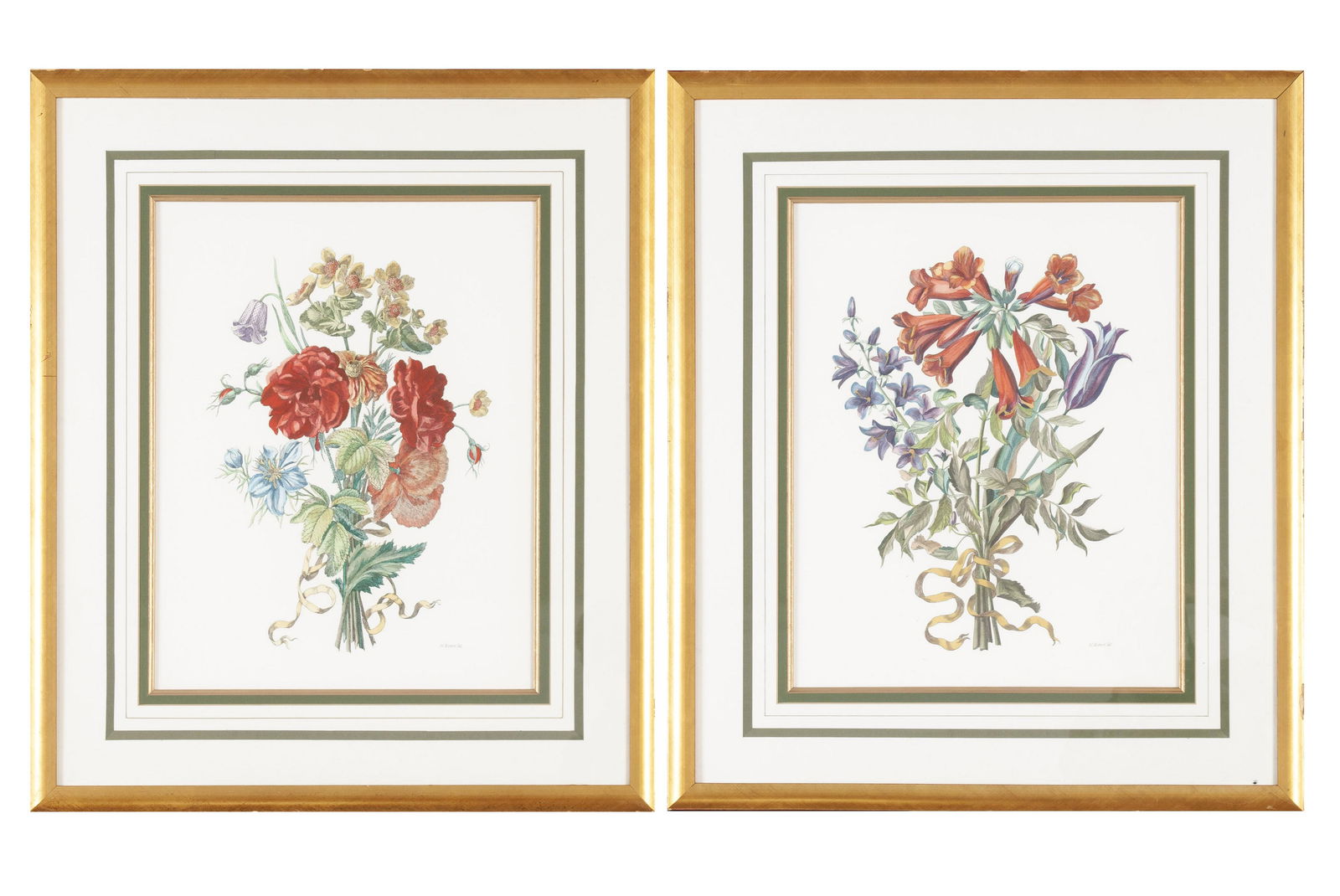 PAIR OF FRAMED FLORAL PRINTS (1 of 5)