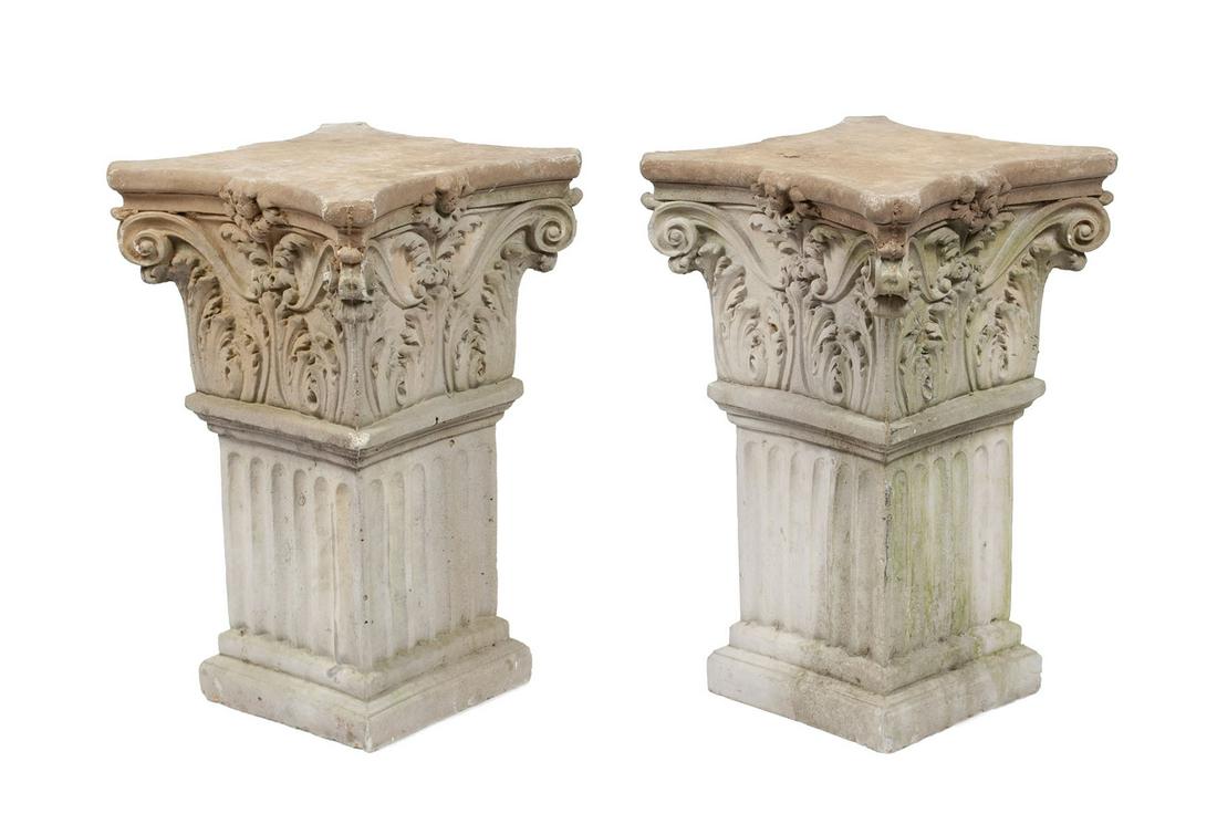 PAIR OF CORINTHIAN CAPITAL COLUMN PEDESTALS (1 of 6)