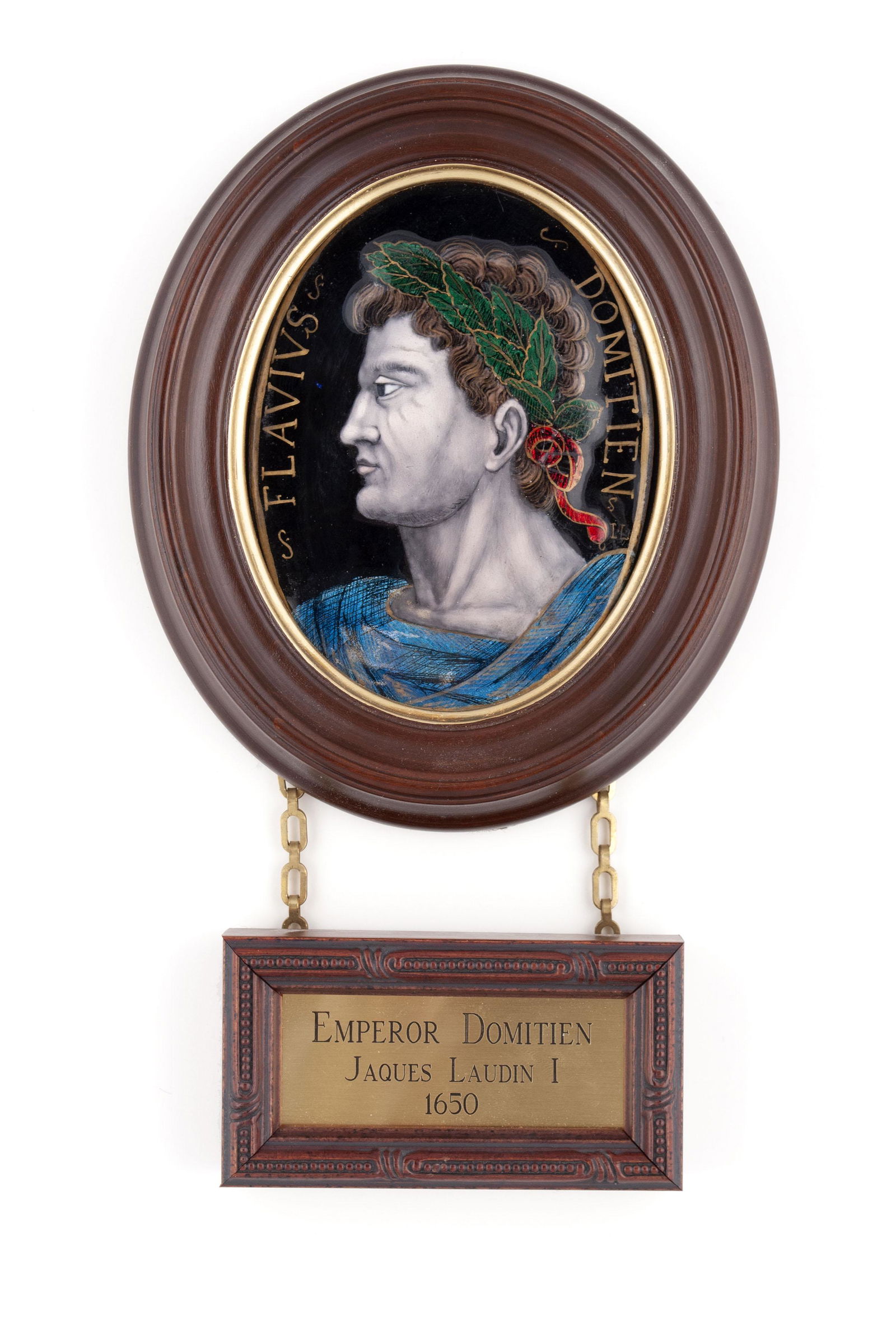 FRENCH POLYCHROME ENAMEL PORTRAIT PLAQUE OF ROMAN (1 of 5)