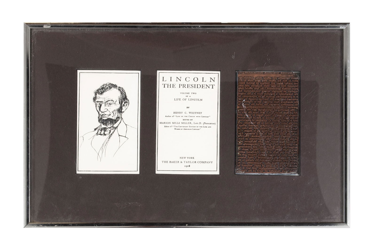 ORIGINAL PRINTING PLATE FOR THE BOOK LIFE OF LINCOLN (1 of 5)