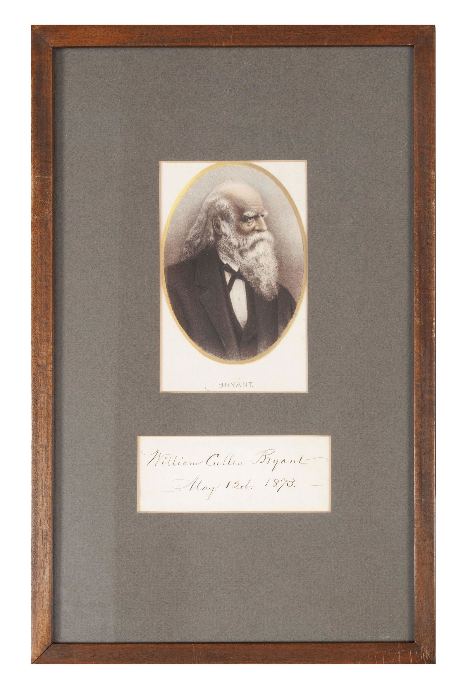 WILLIAM CULLEN BRYANT CUT SIGNATURE DATED 1873 (1 of 3)