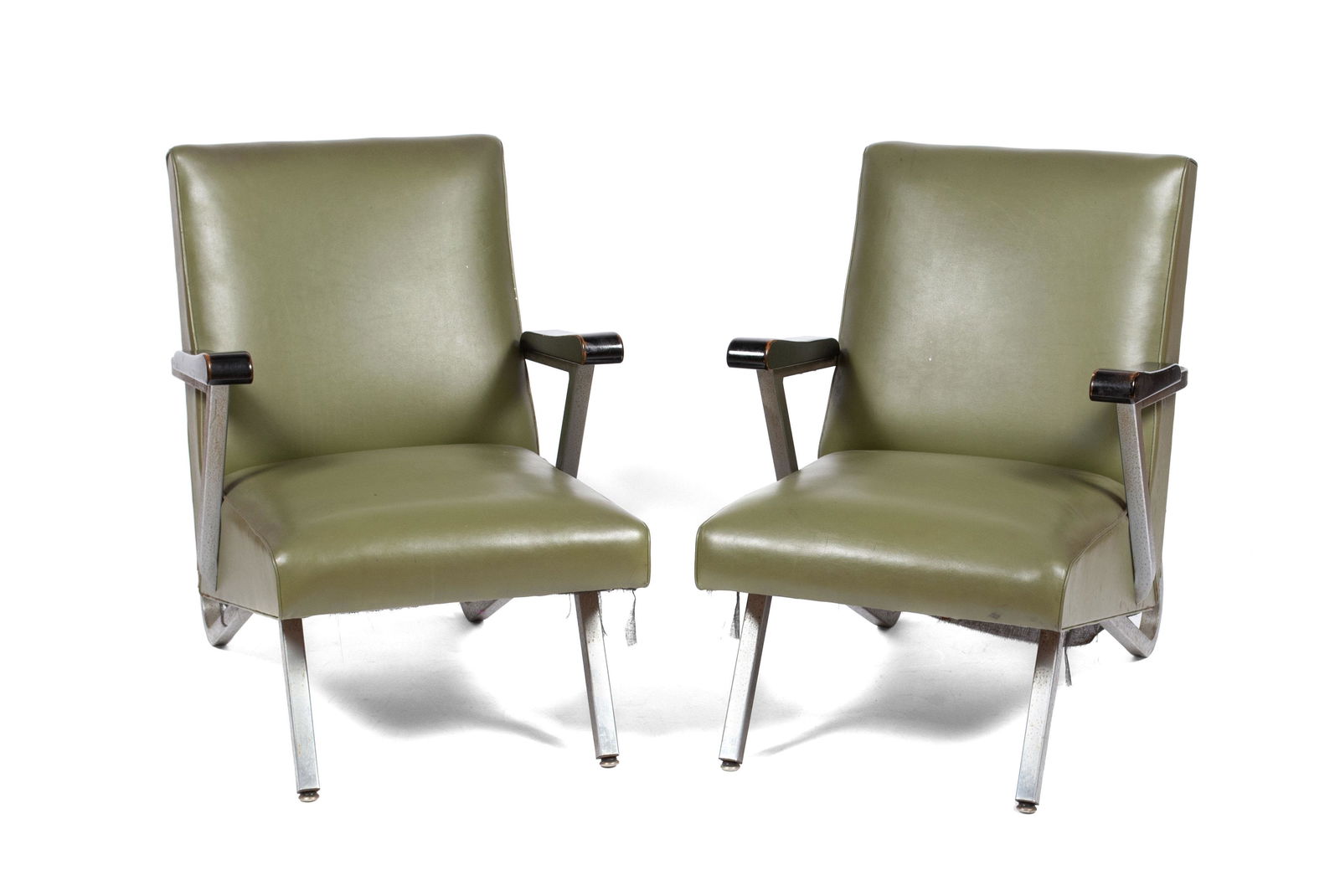 PAIR OF GREEN MACHINE AGE LOUNGE CHAIRS MANNER OF (1 of 9)