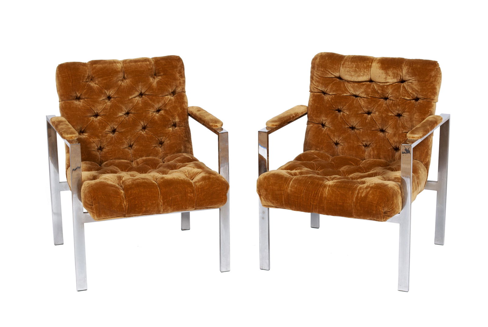 PAIR OF TUFTED ARTHUR GROSS CHAIRS (1 of 5)