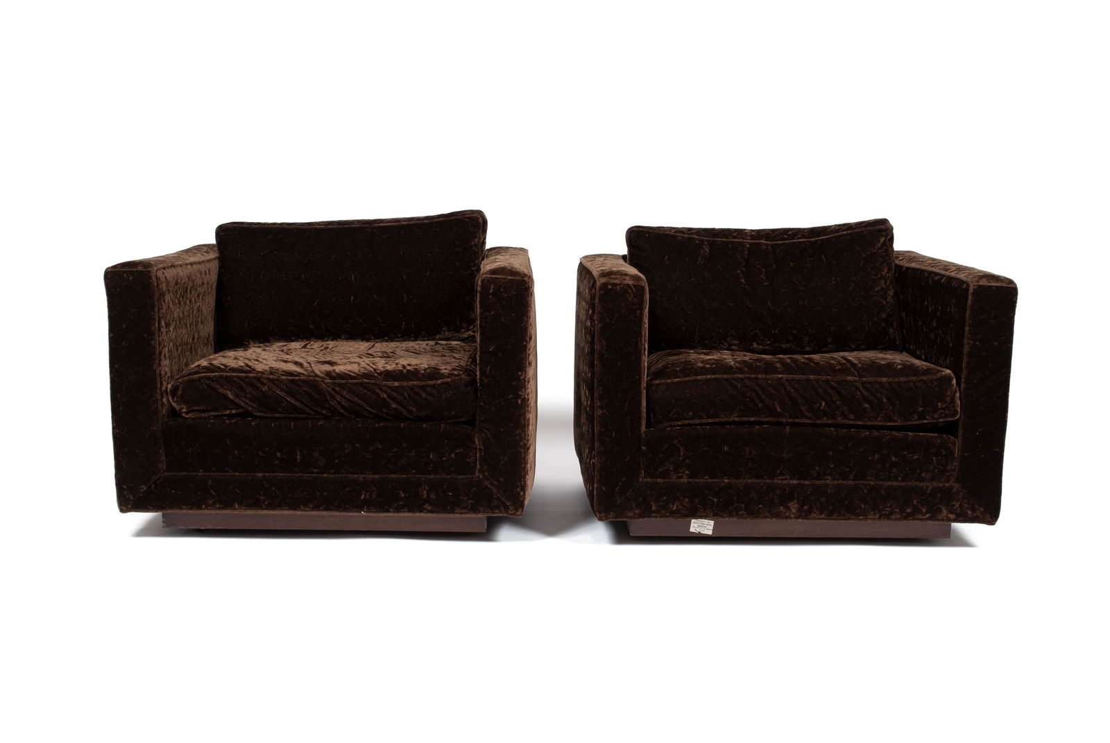 MILO BAUGHMAN PAIR OF CRUSHED VELVET CLUB CHAIRS (1 of 4)