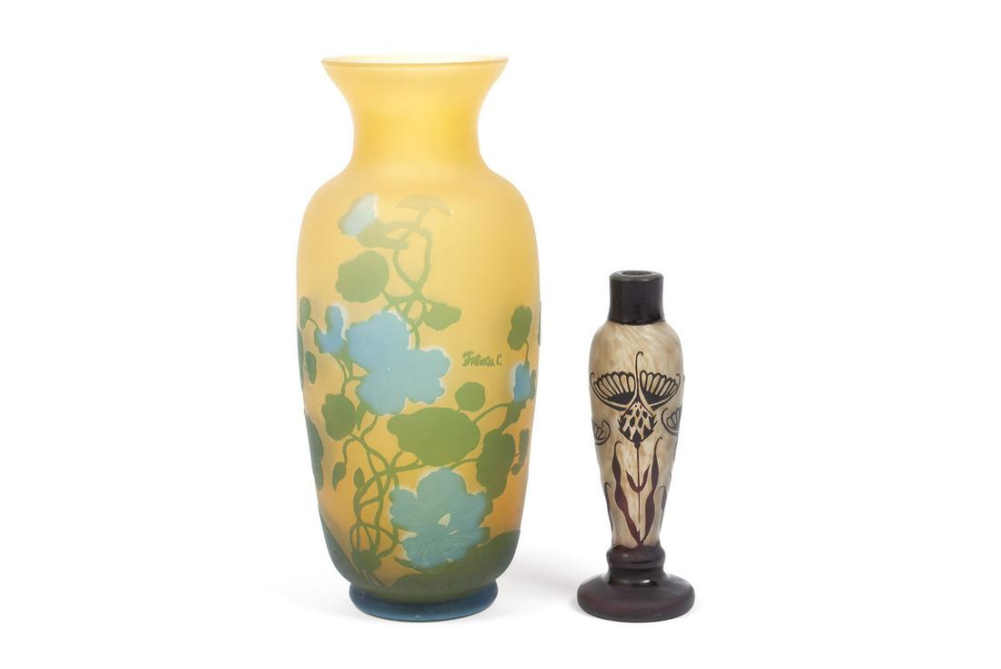 TWO CAMEO GLASS VASES IN THE MANNER OF DAUM NANCY (1 of 5)