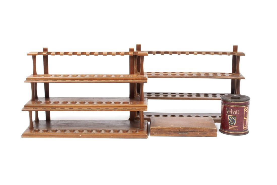 SMOKING PIPE STANDS, TOBACCO TIN AND BOX (1 of 4)