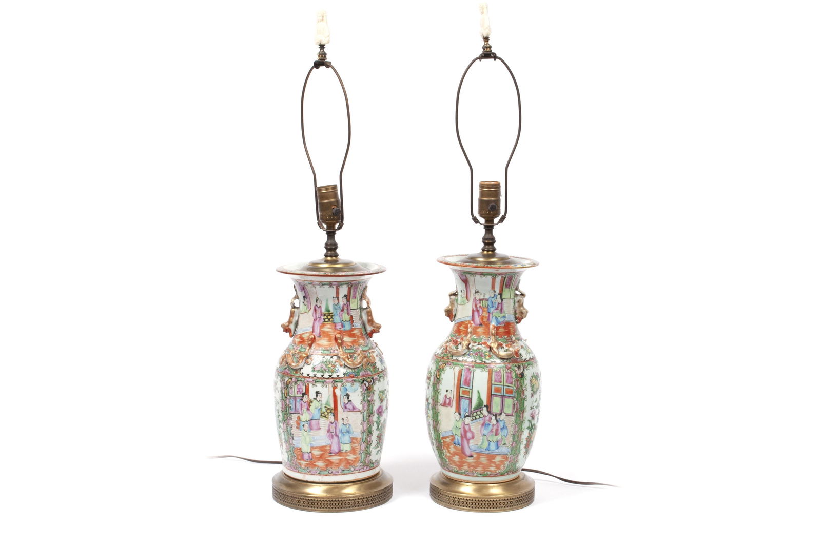 PAIR OF CHINESE FAMILLE ROSE VASES MOUNTED AS LAMPS (1 of 5)