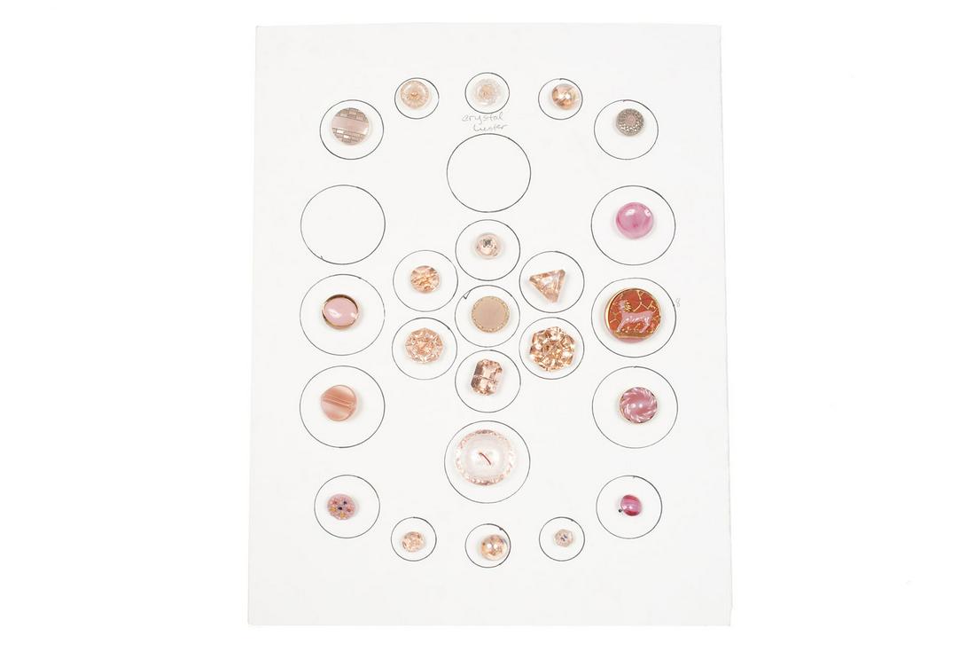 COLLECTOR CARD OF FANCY PINK GLASS AND CELLULOID (1 of 6)