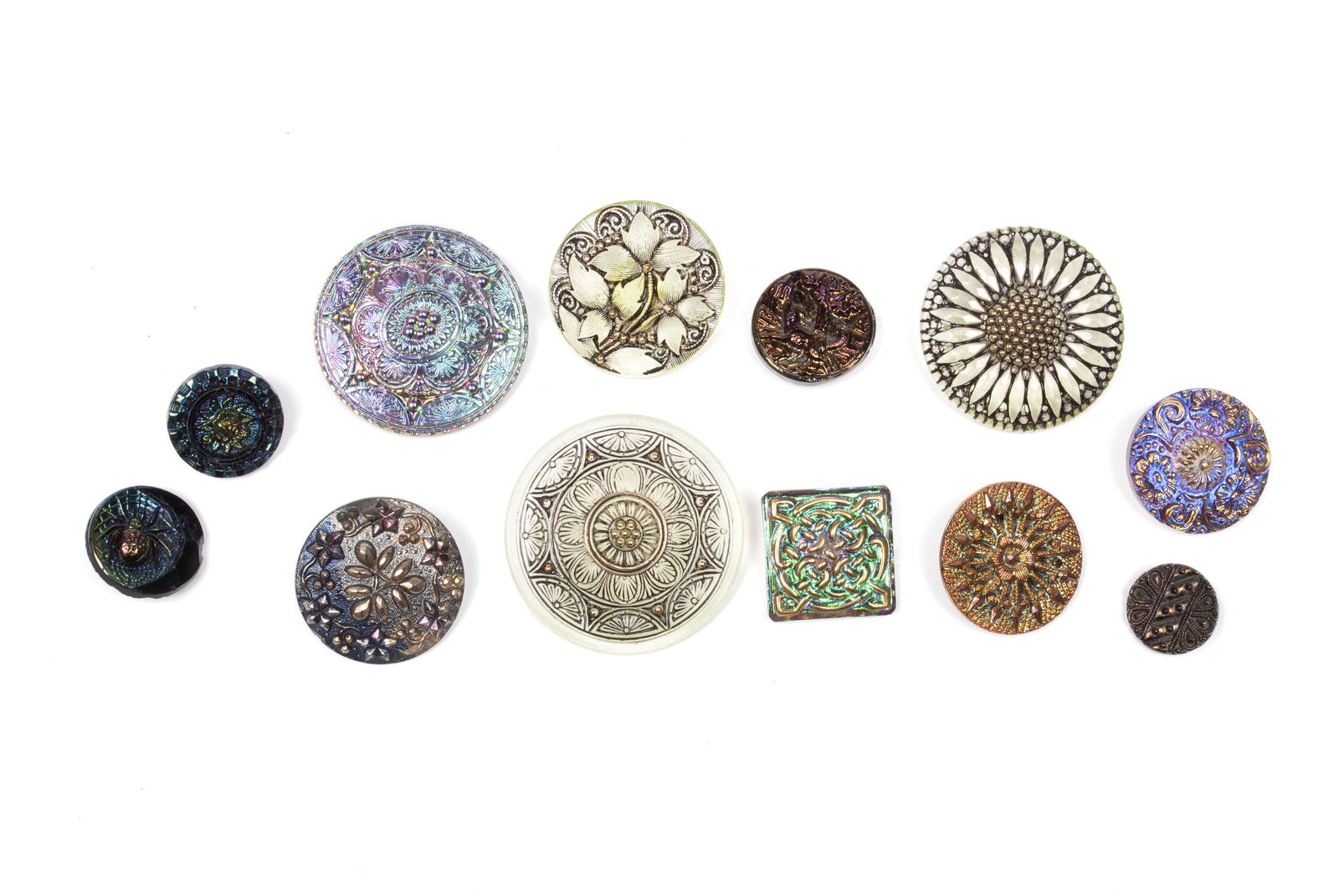ONE DOZEN DIVISION I FACY CUT LUSTRE GLASS BUTTONS (1 of 6)