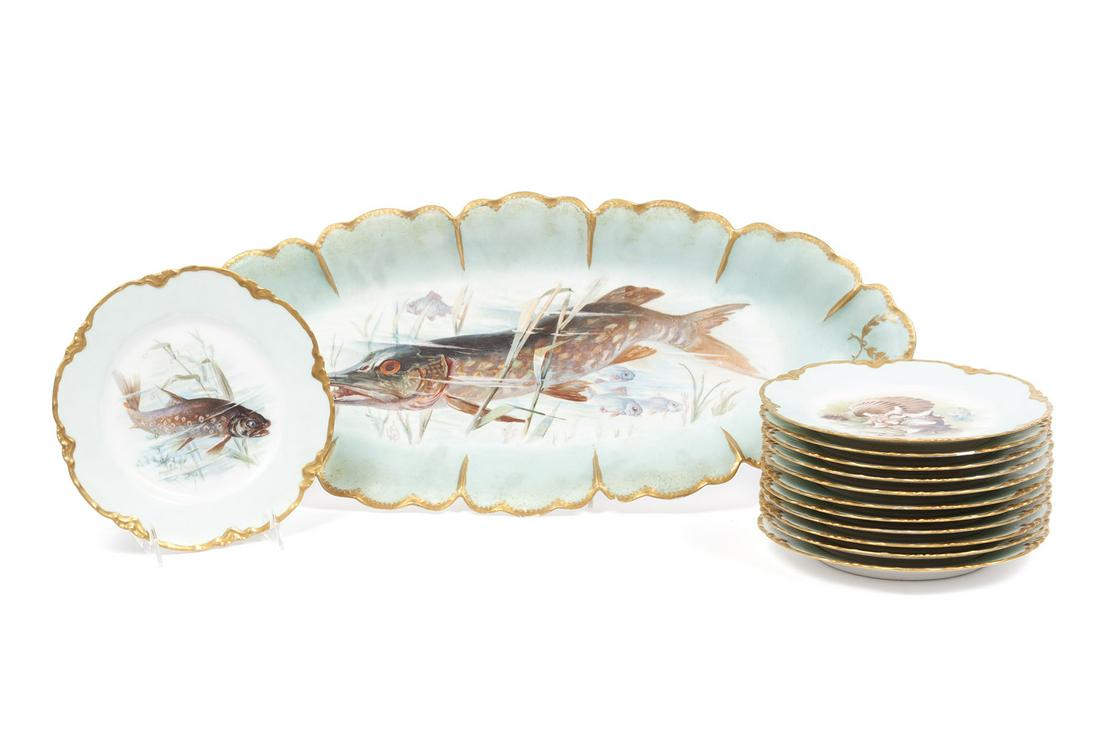 HAVILAND LIMOGES FISH SERVICE SETTING (1 of 10)