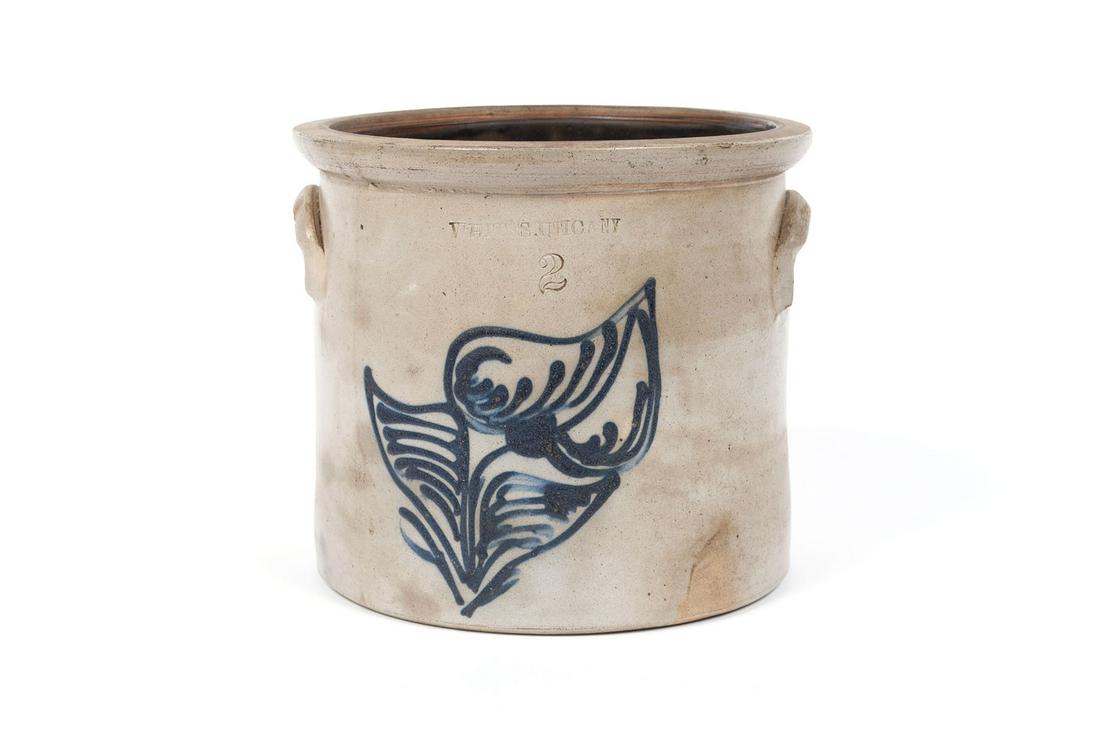 WHITES, UTICA N. Y. 2 GALLON STONEWARE CROCK (1 of 5)
