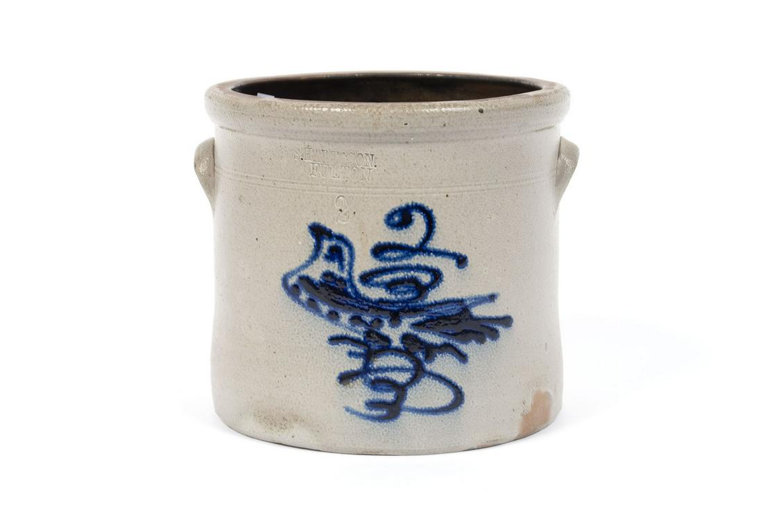 S. HART & SON - FULTON 2 GALLON STONEWARE CROCK (1 of 5)