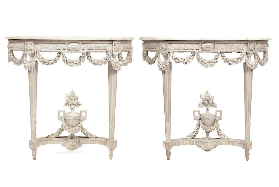 PAIR OF NAPOLEON III DEMILUNE TABLES (1 of 13)