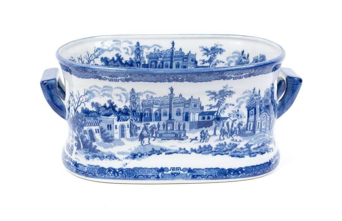 STAFFORDSHIRE BLUE & WHITE FOOT BATH (1 of 9)