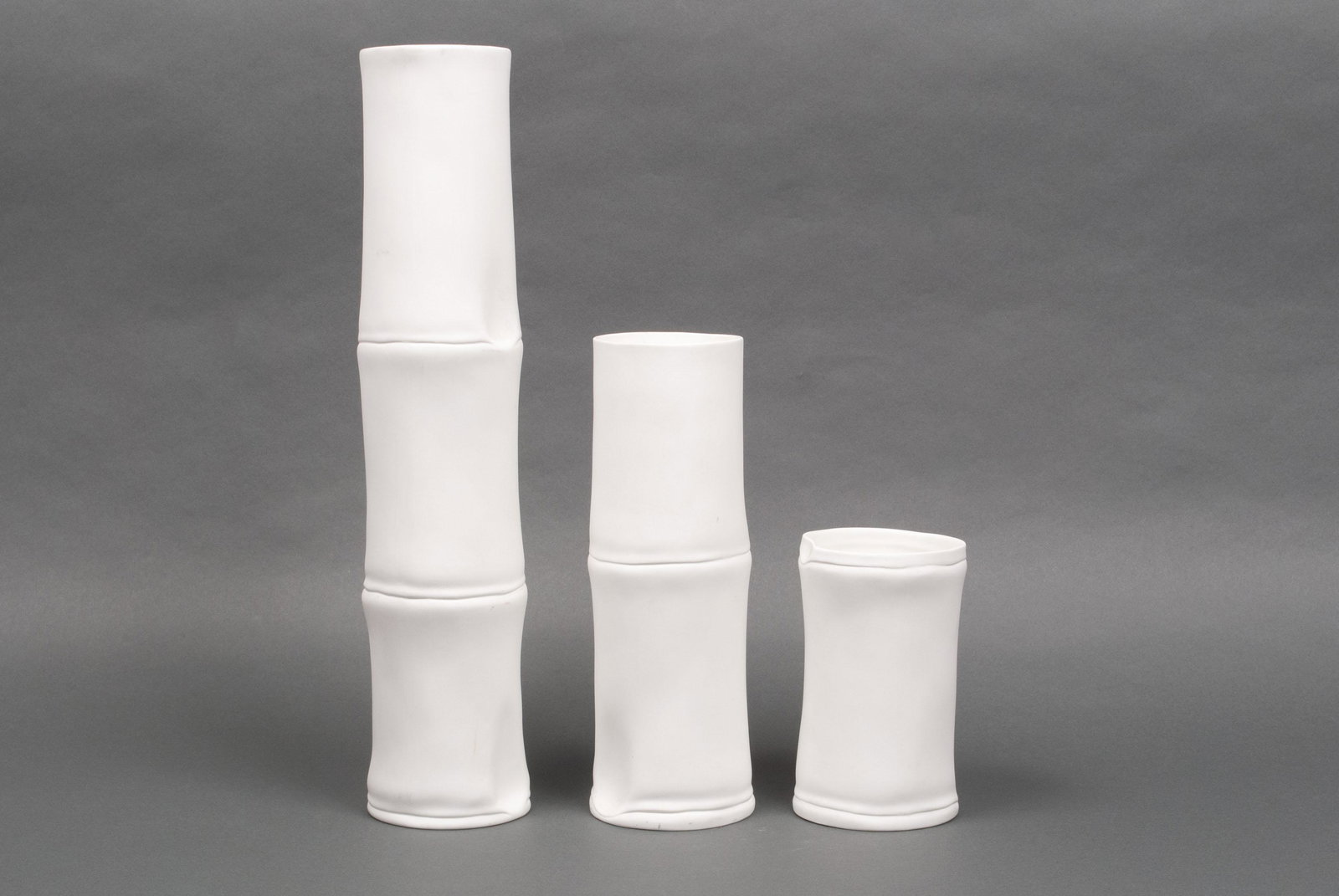 TRIO OF CERAMIC GUMPS BAMBOO VASES (1 of 4)