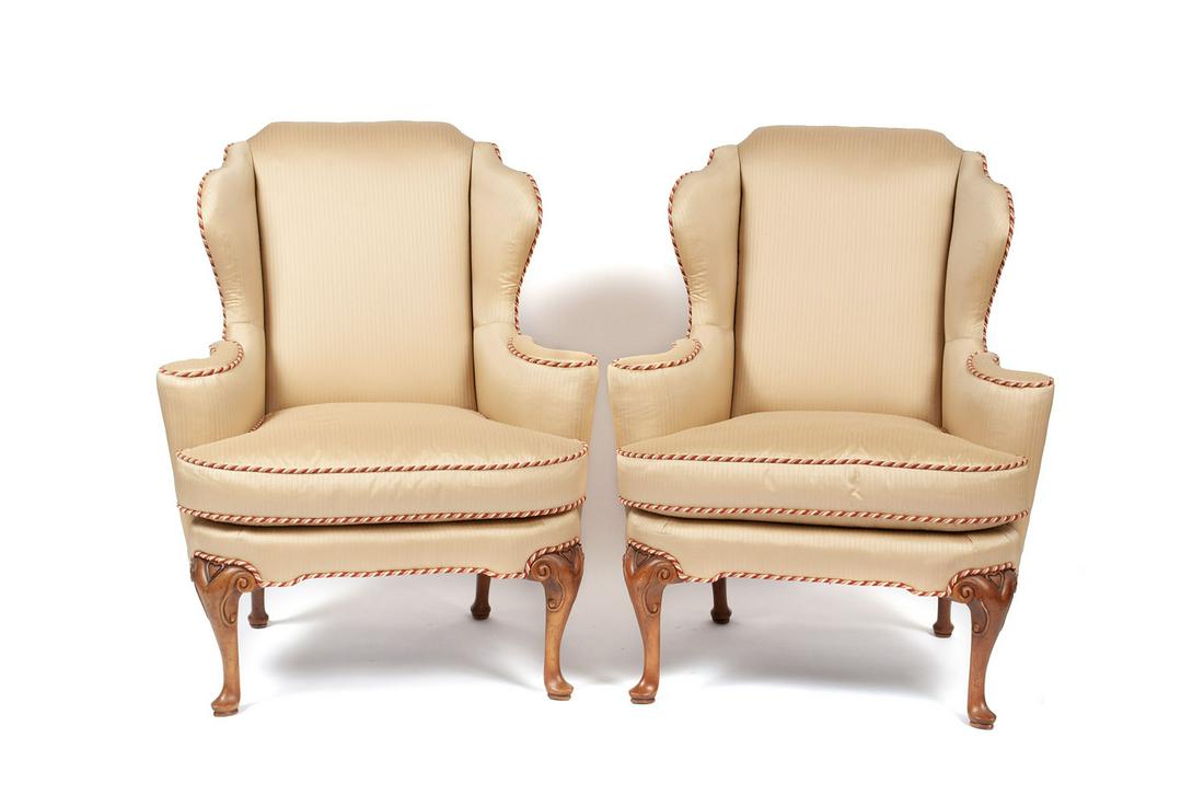 PAIR OF BAKER HISTORIC CHARLESTON WINGBACK CHAIRS (1 of 6)