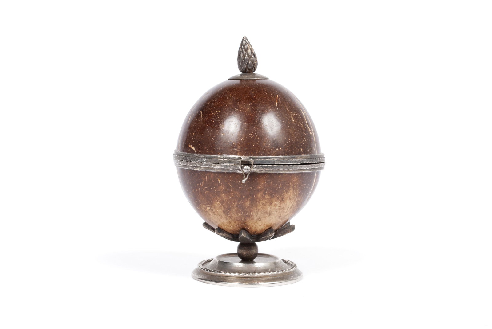 SILVER MOUNTED COCONUT BOX (1 of 4)
