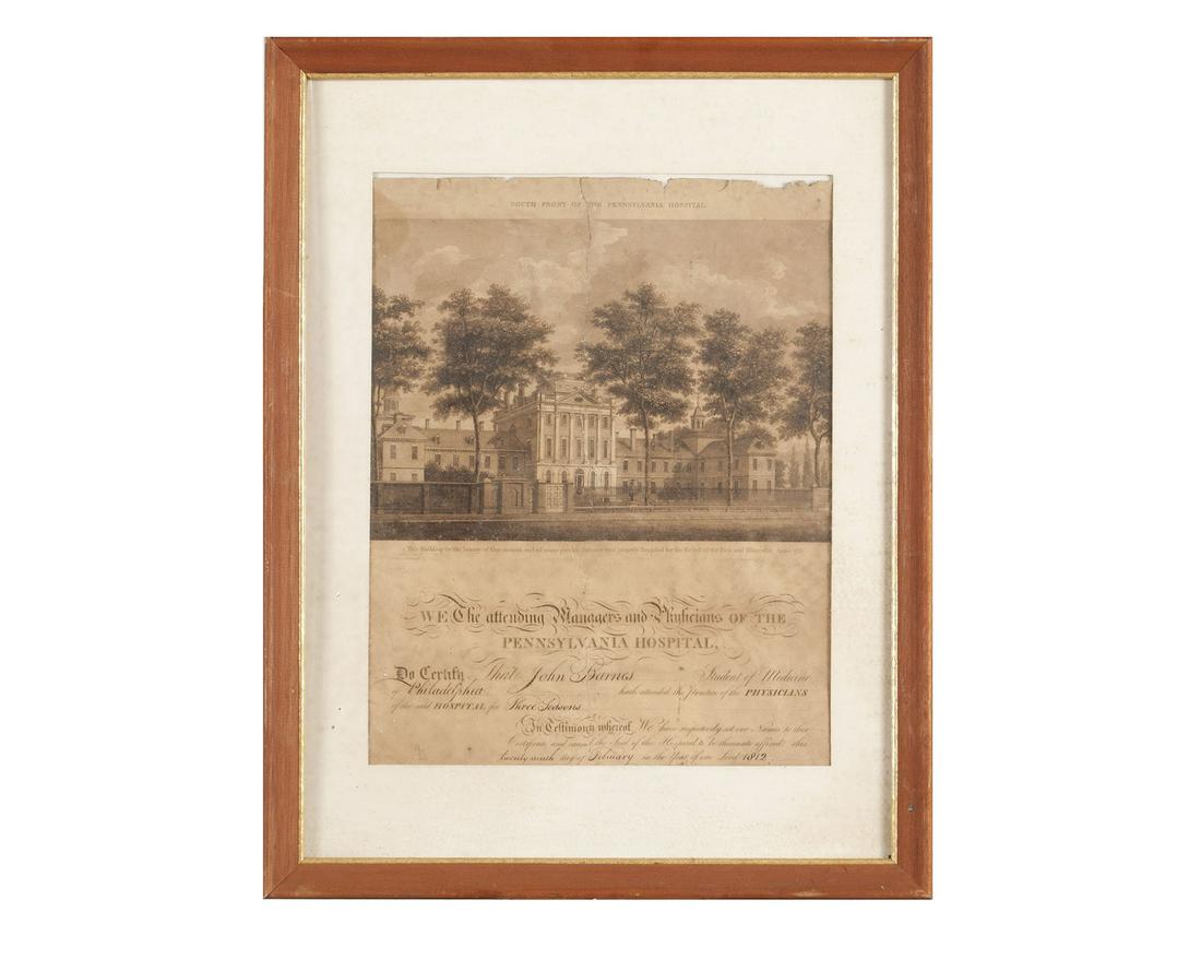 FEDERAL ERA PENNSYLVANIA HOSPITAL ETCHING AND (1 of 4)