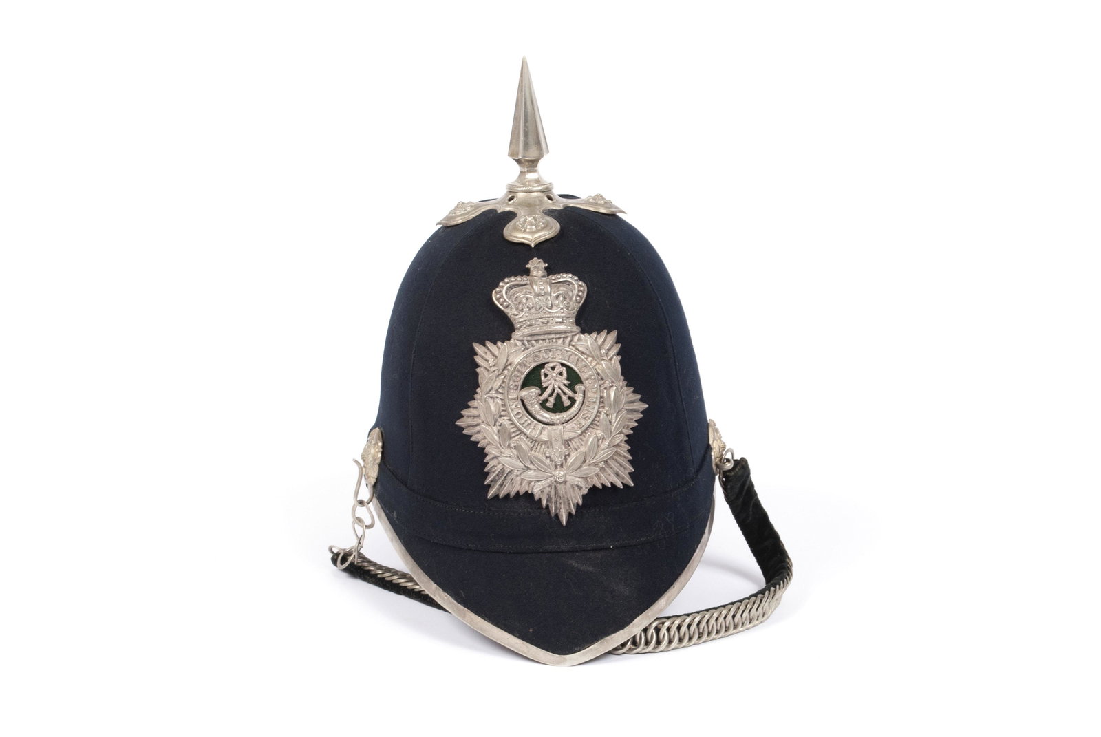 OXFORDSHIRE LIGHT INFANTRY BLUE CLOTH SPIKED HELMET (1 of 13)