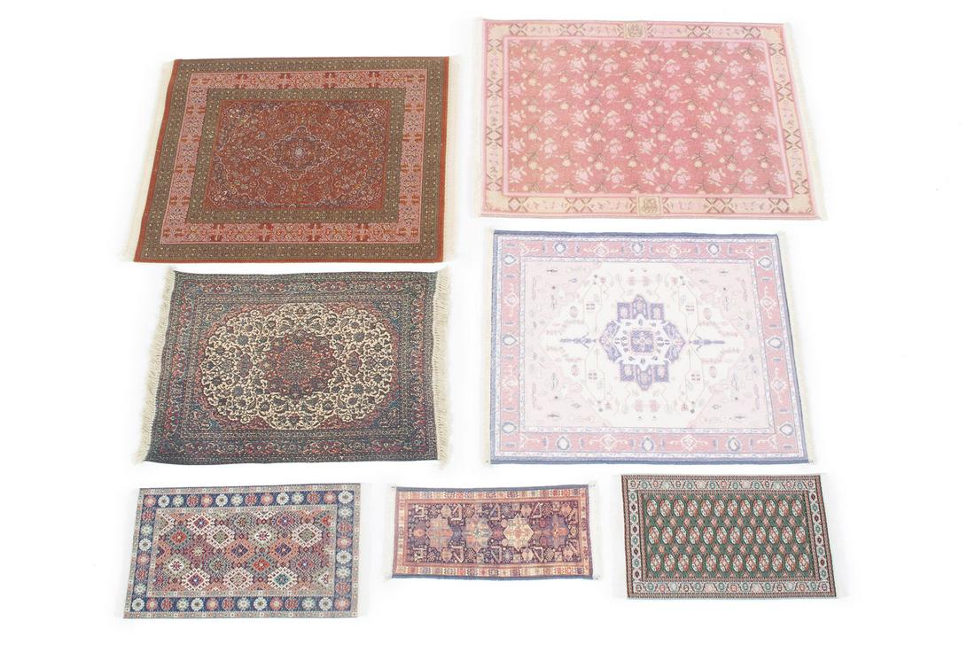 SEVEN DOLLHOUSE MINIATURE TEXTILES (1 of 10)