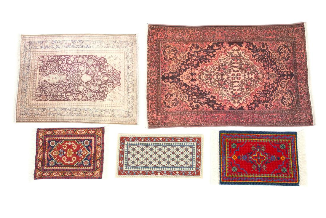 FIVE DOLLHOUSE MINIATURE TEXTILES INCLUDING KESHISHIAN (1 of 7)