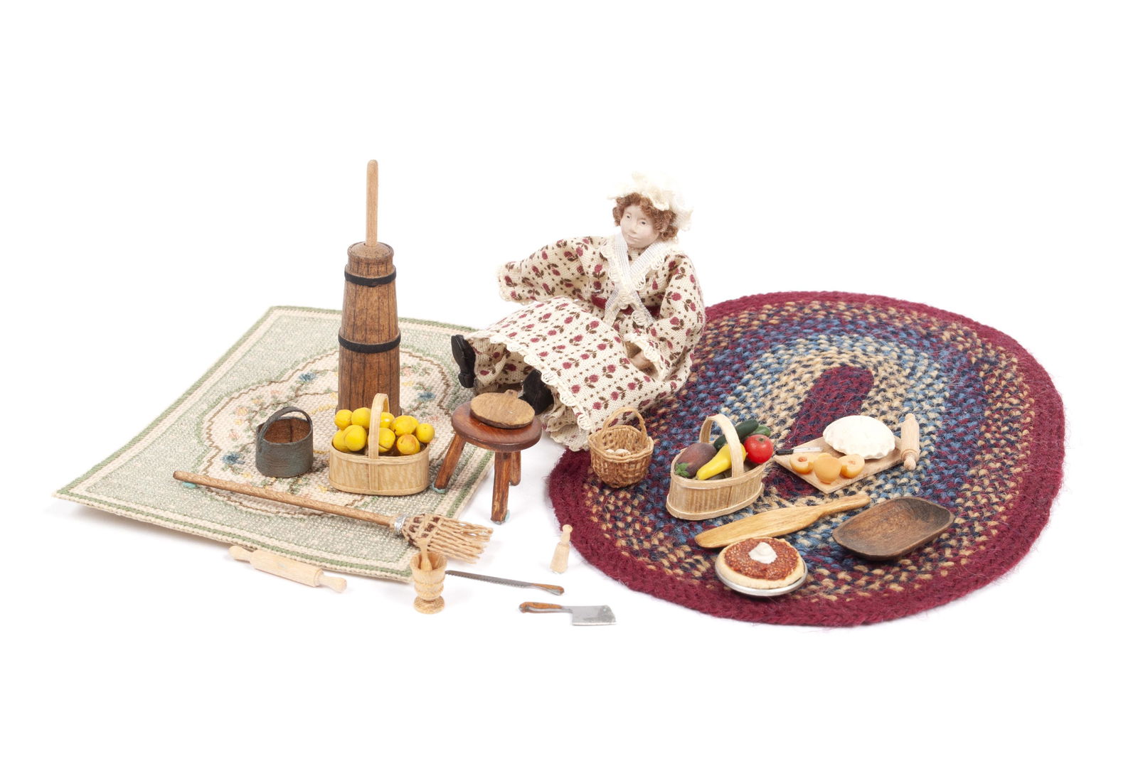 HALF SCALE MINIATURE ARTISAN DOLL AND KITCHEN SET (1 of 10)