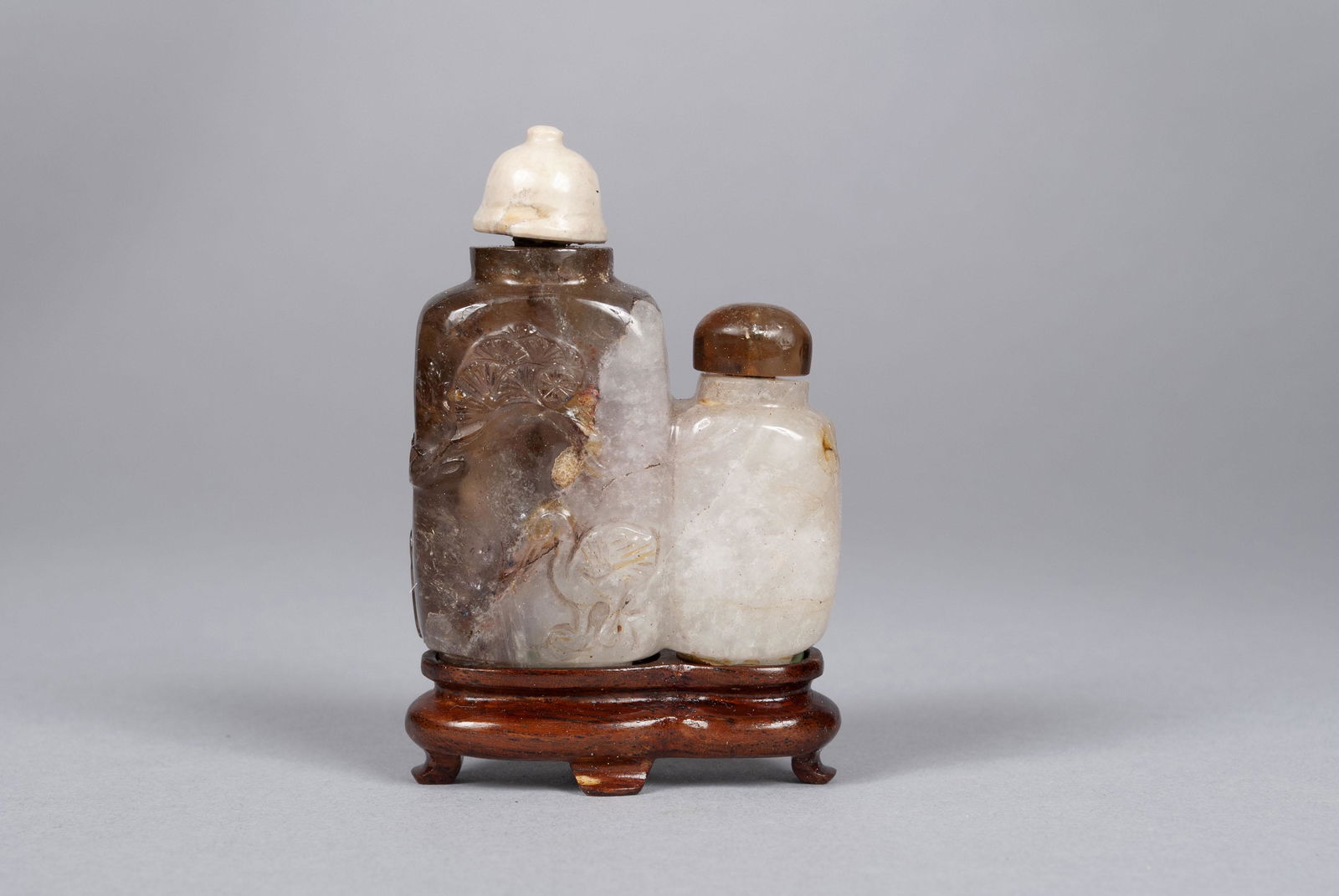SMOKY QUARTZ DOUBLE SNUFF BOTTLE (1 of 4)